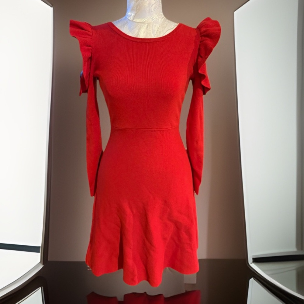 INC International Concepts Red Long Sleeve Dress